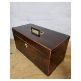 Antique Walnut Tea Caddies Set (Lot of 2) - Brass Hardware & Red Velvet Interiors