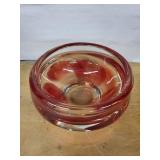 Handblown Glass Bowl - 9 Inch Opening, Signed by artist W. (William) Worcester Interior Base