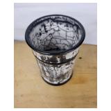Handcrafted Naked Raku Vase - Black and White Crackle-Spatter Ceramic Pot