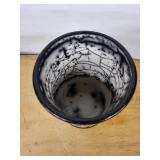 Handcrafted Naked Raku Vase - Black and White Crackle-Spatter Ceramic Pot