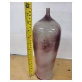 Handmade Glass Vase with Narrow Neck - 11-Inch Tall