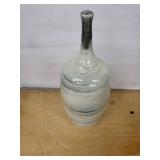 Handmade Ceramic Bottle Vase with Narrow Neck - White-Blue Glaze, Signed Base