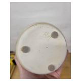 Handmade Ceramic Bottle Vase with Narrow Neck - White-Blue Glaze, Signed Base