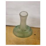 Art Glass Vase - Mint Green Swirl with Red Accents, Frosted Neck