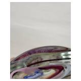 Murano-Style Hand Blown Glass Vase by Robert L. Hamon with Multicolor Swirls, Tall Narrow Neck