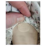 Antique German Porcelain Doll with Brown Hair in White Lace Dress marked Gebruder