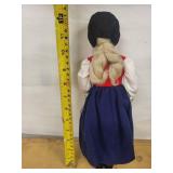 Large 28-Inch Porcelain-Head Doll in Embroidered Vest and Dress