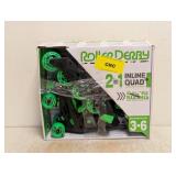 NEW ROLLER DERBY 2 IN 1 IN-LINE QUAD INTERCHANGEABLE YOUTH SKATES BOYS SIZE 3-6