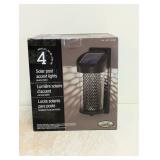 NEW NATURALLY SOLAR 4PK SOLAR POST ACCENT LIGHTS BLACK FINISH