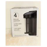 NEW NATURALLY SOLAR 4PK SOLAR POST ACCENT LIGHTS BLACK FINISH