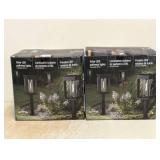 (2) NATURALLY SOLAR 4PK SOLAR LED PATHWAY LIGHTS VINTAGE STYLE