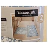 NEW THOMASVILLE COMFORT MAT SET COMO IVORY BLUE 2PK