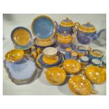 Huge Blue & Gold Lusterware Lot