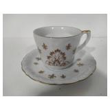 Lefton China Teacup & Saucer + Crumb Keeper