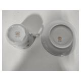 Lefton China Teacup & Saucer + Crumb Keeper