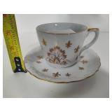 Lefton China Teacup & Saucer + Crumb Keeper