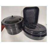 Enameled Graniteware Roasters & Canning Pot w/Lids