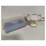 Tracy Porter Hand Painted Cake Stand & Cupcake Covered Carrier