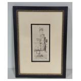 Piazza Della Cisterna in San Gimignano Etching by Adelindo Tassi
