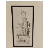 Piazza Della Cisterna in San Gimignano Etching by Adelindo Tassi