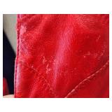 Ladies Red Faux Leather Winter Coat w/Hood (L)