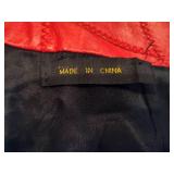 Ladies Red Faux Leather Winter Coat w/Hood (L)