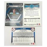 Lot of 3 Football Cards including 2012 Topps Chrome Luke Kuechly Rookie Card, 2011 Topps J.J. Watt Rookie Card, and 2025 Panini Mosaic Cam Ward Rookie Card (NM-MT)