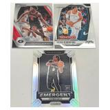 Lot of 3 Basketball Cards including 2025 Panini Prizm Monopoly Victor Wembenyama, 2021 Panini Prizm Draft Picks Anthony Edwards, and 2024-25 Panini Prizm Emergent Stephon Castle Rookie Card (NM-MT)