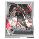 Lot of 3 Basketball Cards including 2025 Panini Prizm Monopoly Victor Wembenyama, 2021 Panini Prizm Draft Picks Anthony Edwards, and 2024-25 Panini Prizm Emergent Stephon Castle Rookie Card (NM-MT)