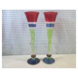 (BS) Pair of Pier 1 Hand Painted Gl...
