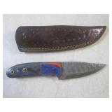 (FS) 8" Fixed Blade Damascus Knife ...