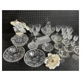 Assorted Crystal Glassware - Stemware, Bowls & Centerpiece