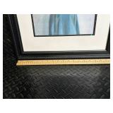 Framed Painting: Woman in Dark Dress with Floral Background - Beaded Border Frame