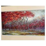 Framed Abstract Tree Blossom Painting - Modern Landscape Artwork