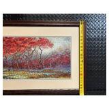 Framed Abstract Tree Blossom Painting - Modern Landscape Artwork