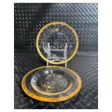Clear Glass Cake Stand with Dome Lid - Gold Rim (Lot of 3)