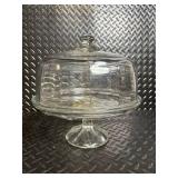 Clear Glass Cake Stand with Dome Lid - Gold Rim (Lot of 3)