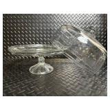 Clear Glass Cake Stand with Dome Lid - Gold Rim (Lot of 3)