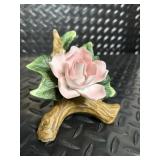 Turquoise Shell-Shaped Ceramic Plate with Nested Flower Dish on Wood Base