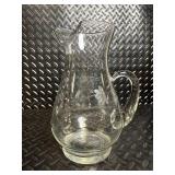 Crystal Glassware Pitcher with Etched Floral Motif and Cut-Glass Pieces (Lot of 3)