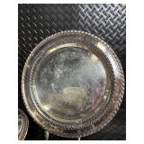 Assorted Silver Plate Serving Pieces - 2 Large Engraved Trays with Lidded Dishes & Small Lidded