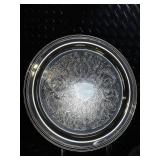 Assorted Silver Plate Serving Pieces - 2 Large Engraved Trays with Lidded Dishes & Small Lidded