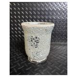 Hammered Silver-Plate Vase with Glass Insert & Matching Trays (Lot of 3)