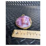 Vintage Pink Cameo Locket - Angel Wing Brooch - Brass Cylindrical Case (Lot of 3)
