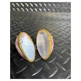 Vintage Pink Cameo Locket - Angel Wing Brooch - Brass Cylindrical Case (Lot of 3)