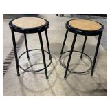 Pair of Bar Stools with Round Plywood Seats (Lot of 2)