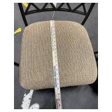 Pair of Black Metal Dining Chairs with Diamond Lattice Back and Wood Top Rails