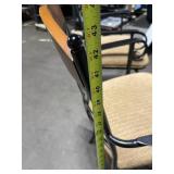 Pair of Black Metal Dining Chairs with Diamond Lattice Back and Wood Top Rails