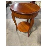 Round End Table with Two-Tier Pedestal Base