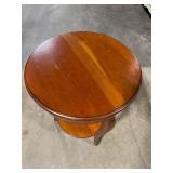 Round End Table with Two-Tier Pedestal Base